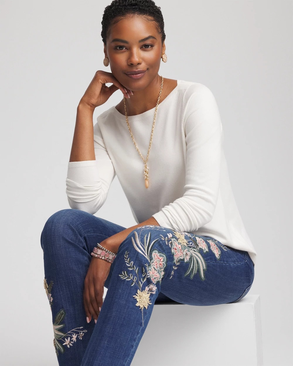 Chico's Clothing Ella Bateau Pullover Sweater