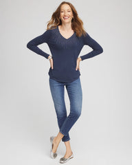 Chico's Clothing Ella Embellished V-Neck Sweater