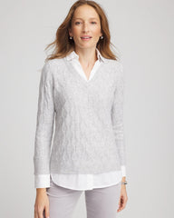 Chico's Clothing Classic Built-In Shirt Knit Sweater