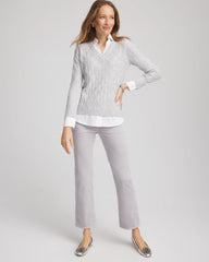 Chico's Clothing Classic Built-In Shirt Knit Sweater