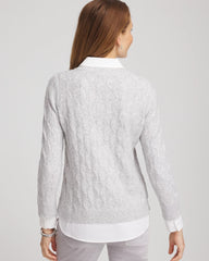 Chico's Clothing Classic Built-In Shirt Knit Sweater