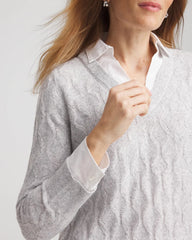 Chico's Clothing Classic Built-In Shirt Knit Sweater