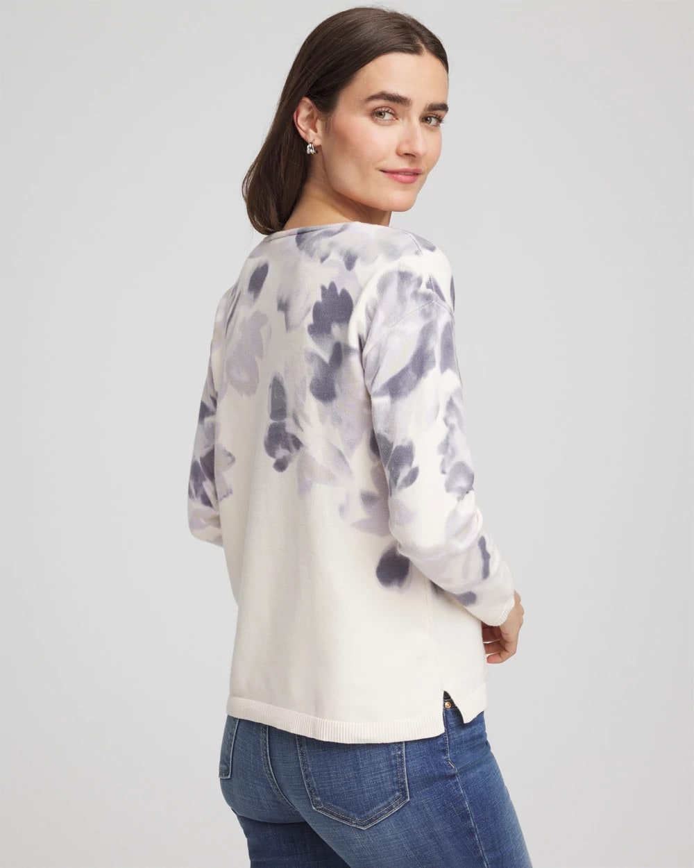 Chico's Clothing Printed V-Neck Sweater