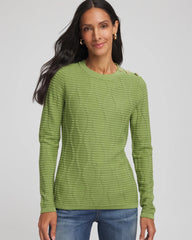 Chico's Clothing Button Shoulder Crewneck Pullover