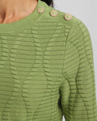 Chico's Clothing Button Shoulder Crewneck Pullover