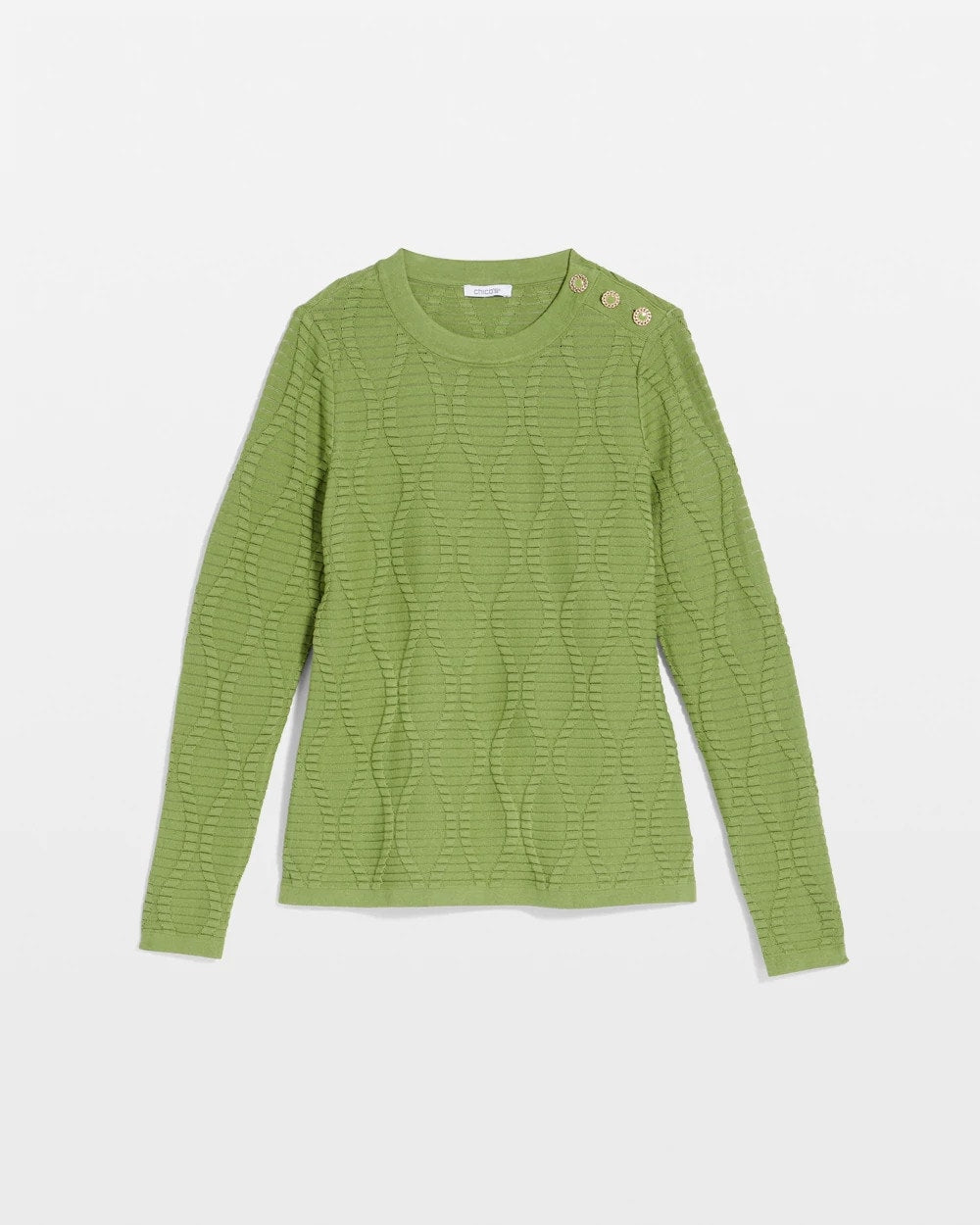 Chico's Clothing Button Shoulder Crewneck Pullover