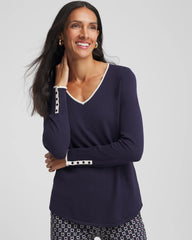 Chico's Clothing Ella Tipped V-Neck Pullover Sweater