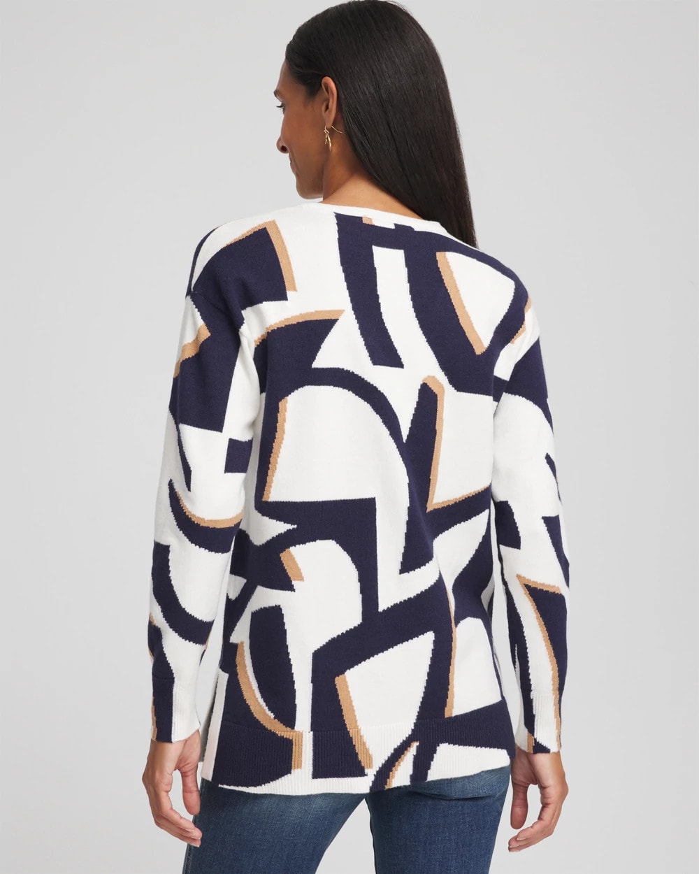 Chico's Clothing Geo Intarsia V-Neck Tunic