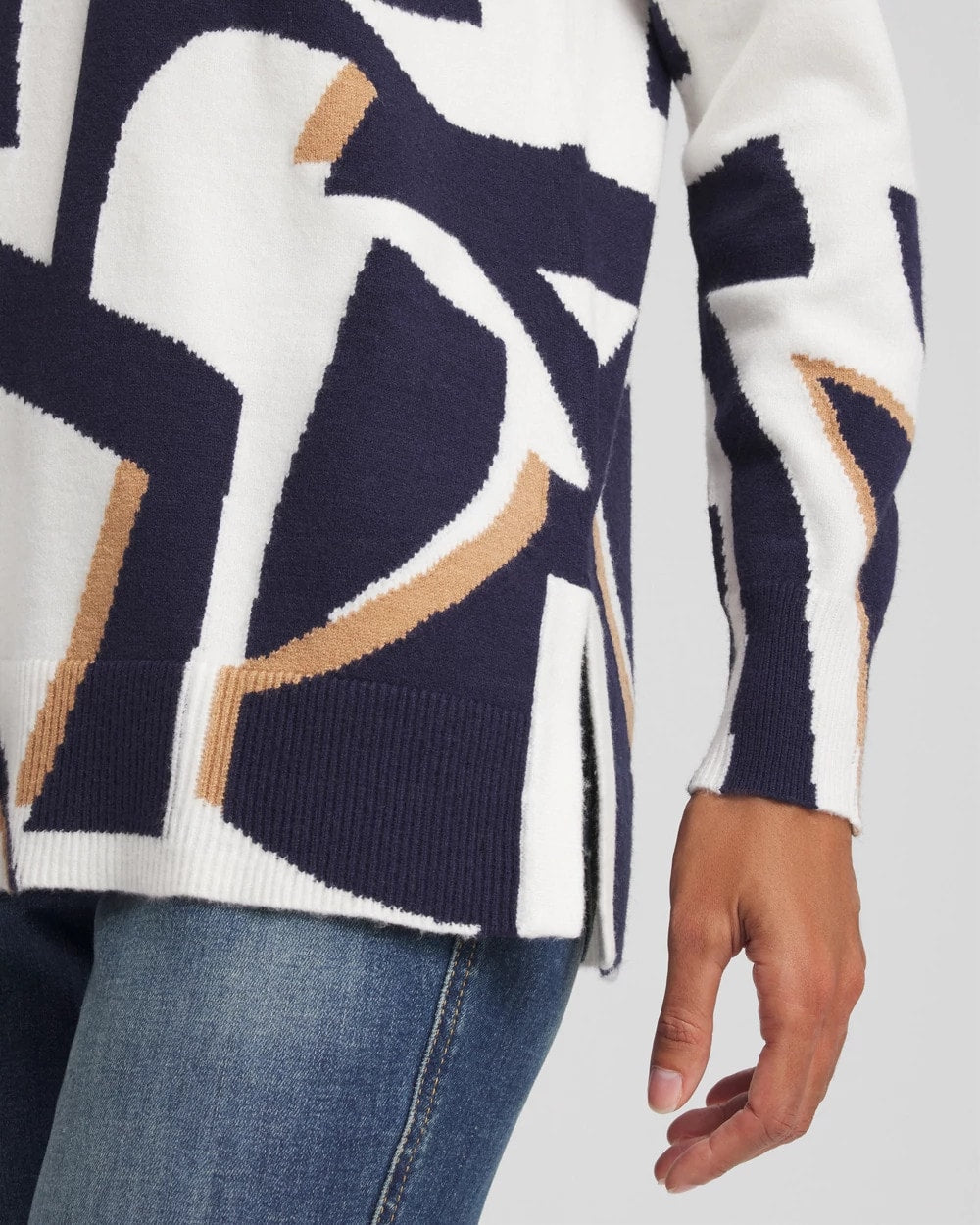 Chico's Clothing Geo Intarsia V-Neck Tunic
