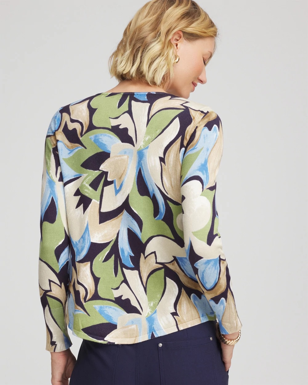 Chico's Clothing Ella Bloom V-Neck Pullover Sweater