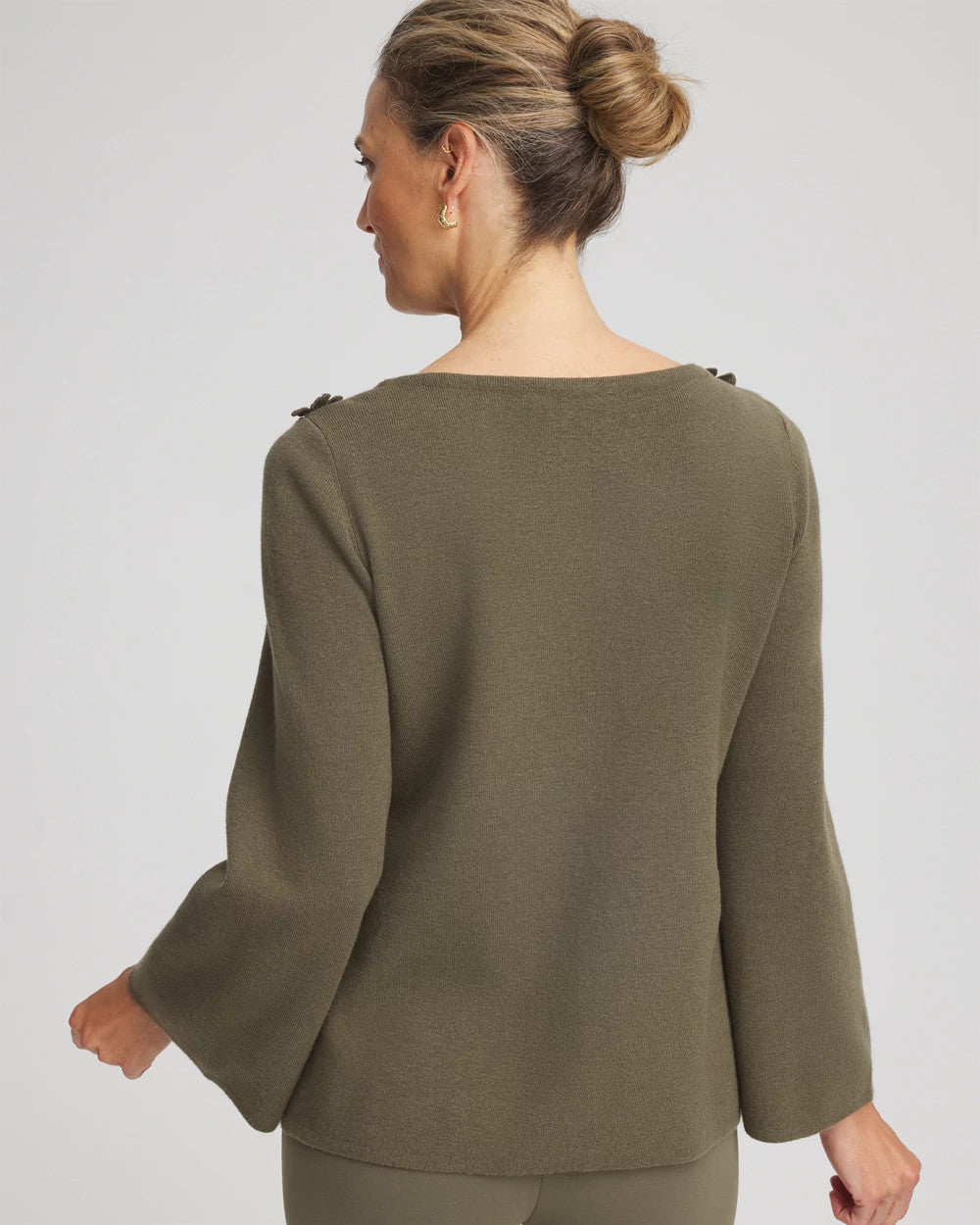 Chico's Clothing Appliqué Flared-Sleeve Sweater