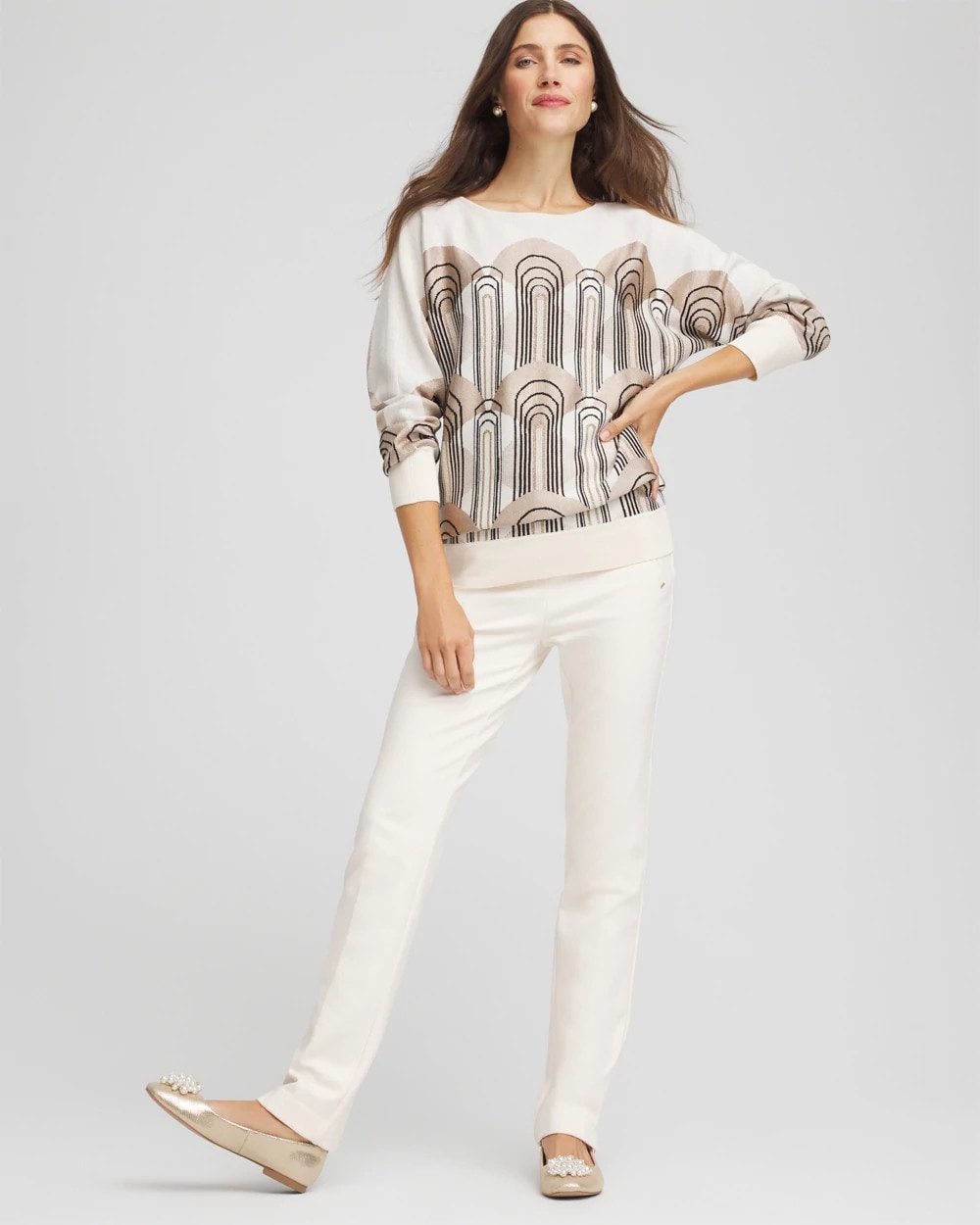 Chico's Clothing Art Deco Dolman Pullover Sweater