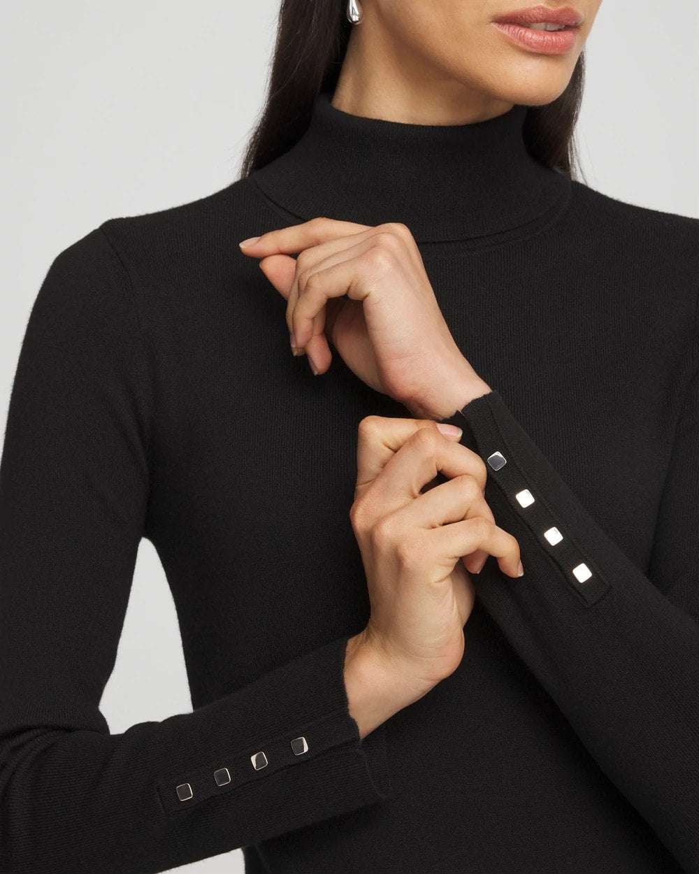 Chico's Clothing Ella Button Cuff Turtleneck Sweater
