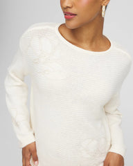 Chico's Clothing Tonal Embroidered Boatneck Pullover Sweater