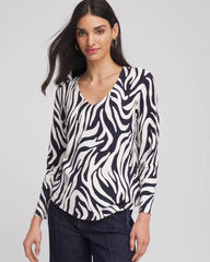 Chico's Clothing Ella Zebra V-Neck Pullover Sweater