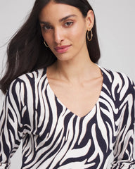 Chico's Clothing Ella Zebra V-Neck Pullover Sweater