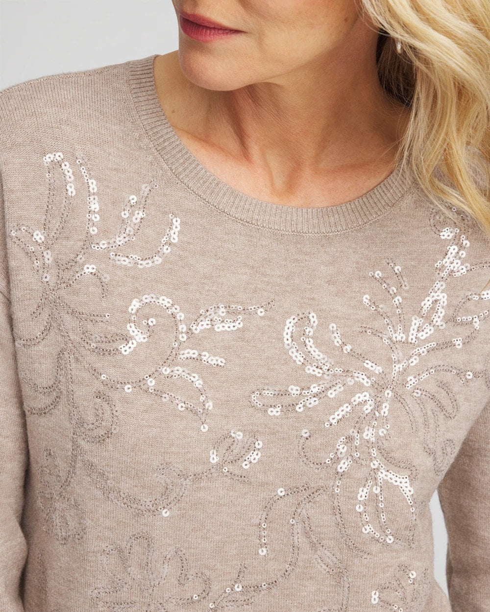 Chico's Clothing Floral Sequined Pullover