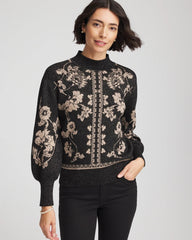 Chico's Clothing Bryne Jacquard Mockneck Pullover