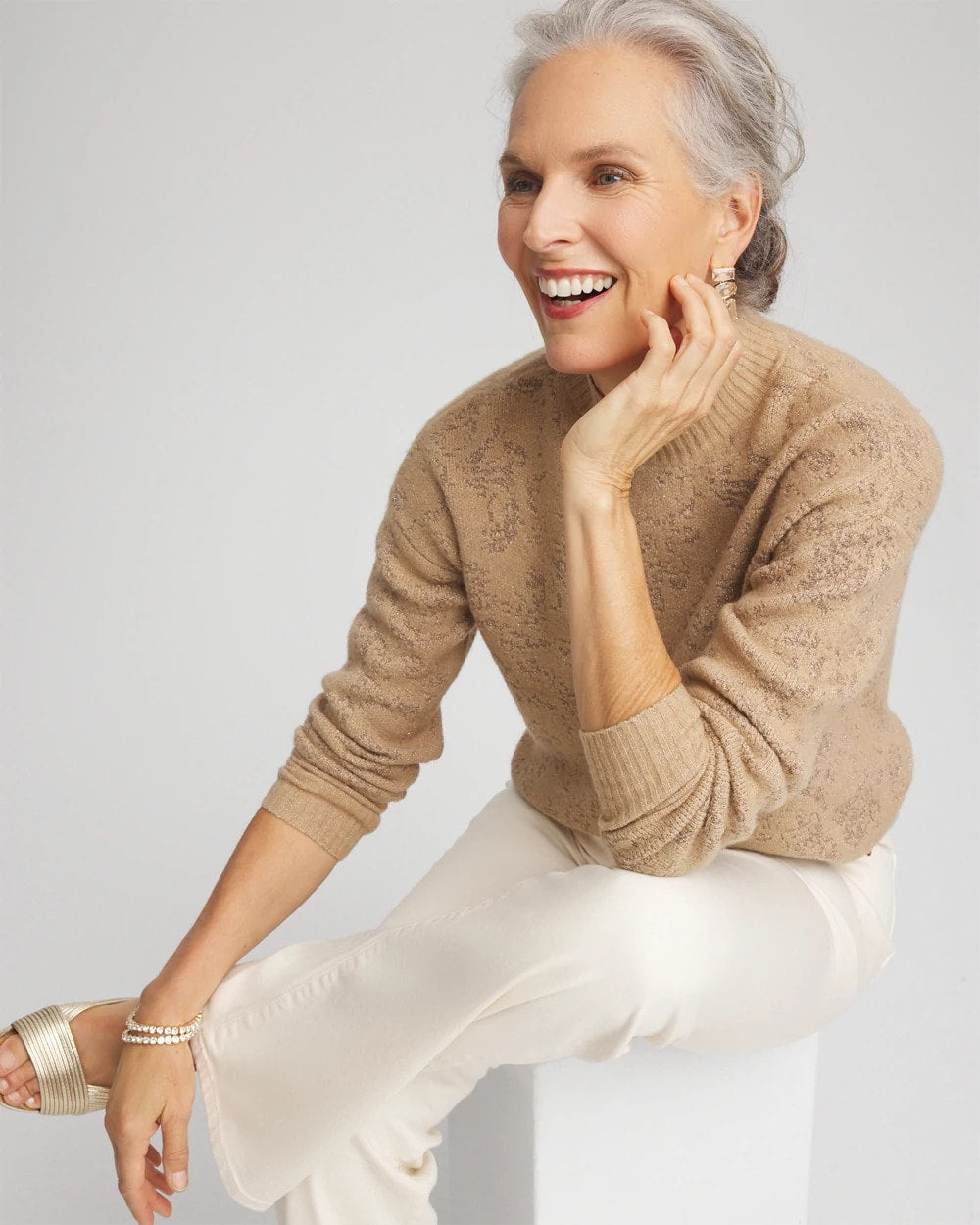 Chico's Clothing Jacquard Mockneck Pullover
