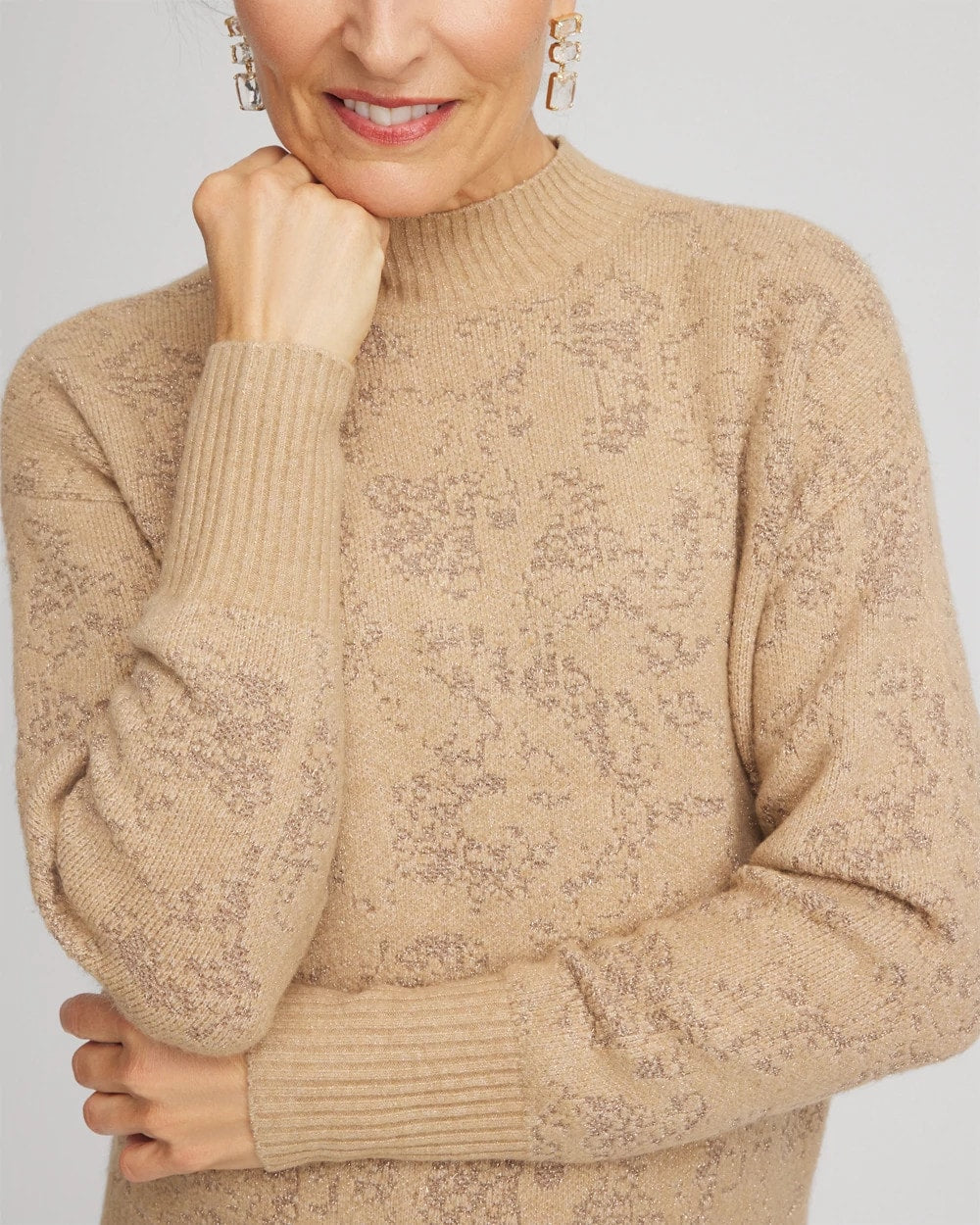 Chico's Clothing Jacquard Mockneck Pullover