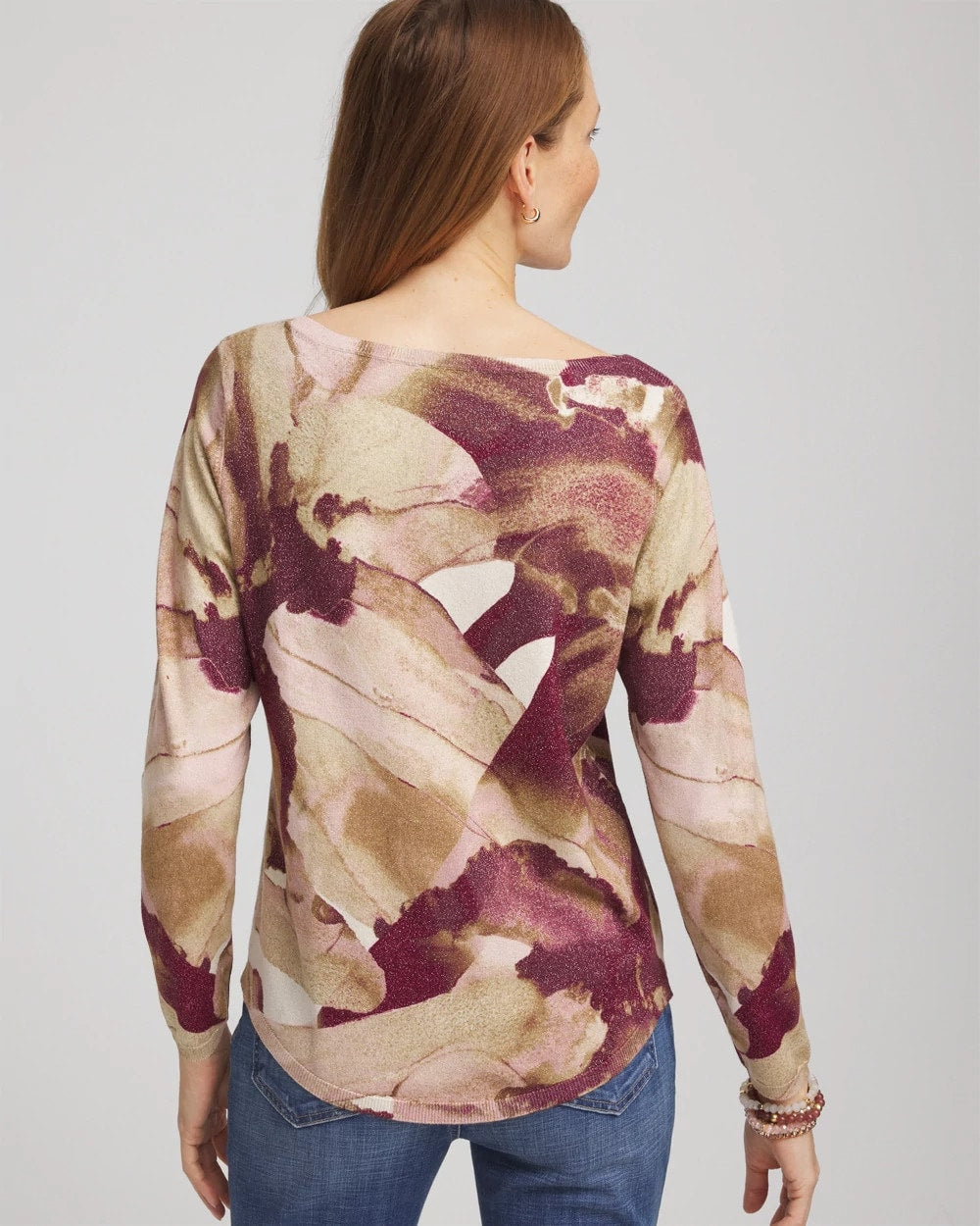 Chico's Clothing Ella Ocean Glitz Boatneck Sweater