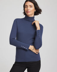 Chico's Clothing Ella Button Cuff Turtleneck Sweater