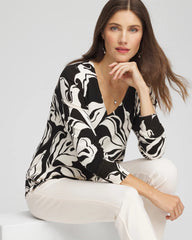 Chico's Clothing Ella Printed V-Neck Sweater