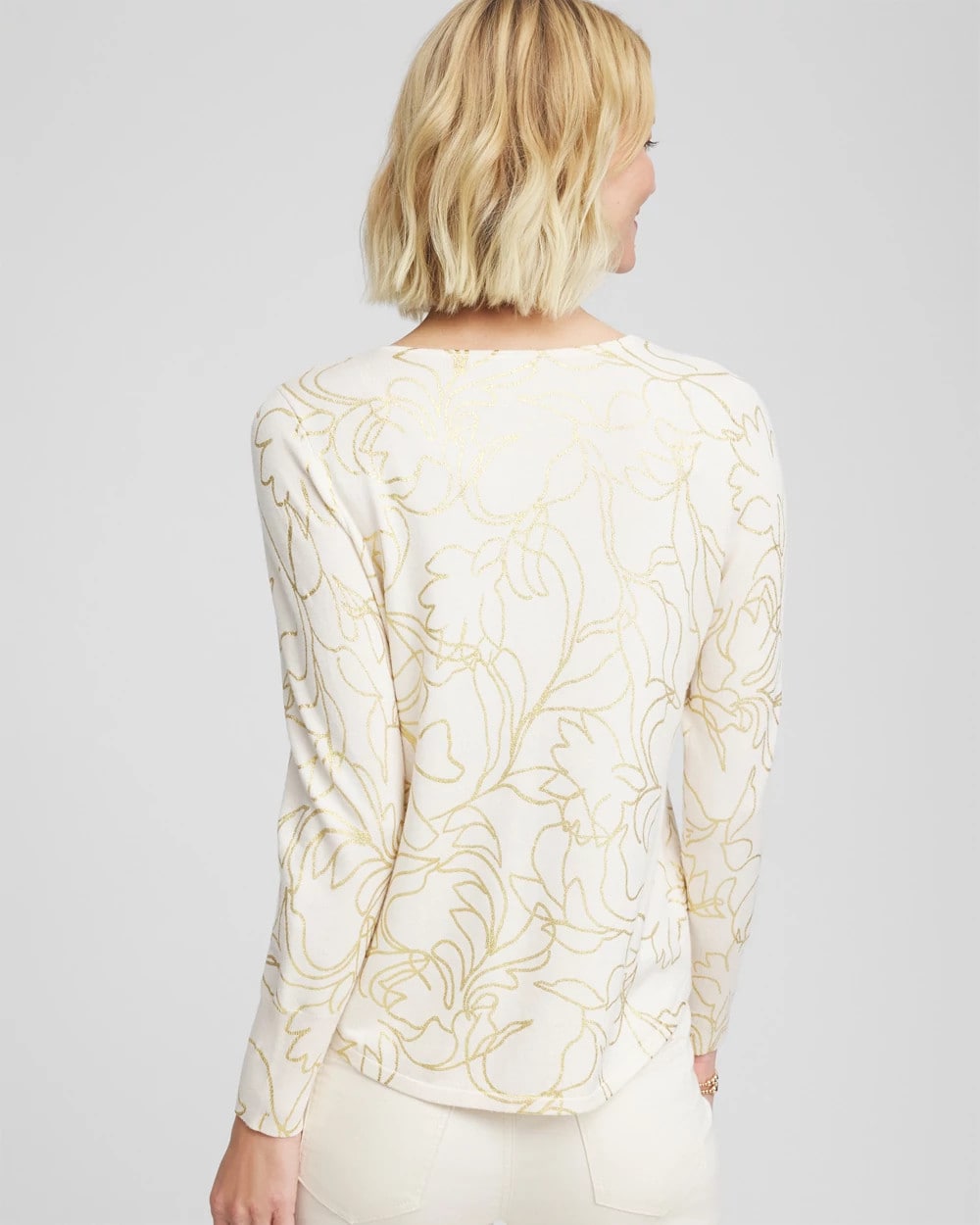 Chico's Clothing Ella Foiled V-Neck Sweater