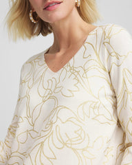 Chico's Clothing Ella Foiled V-Neck Sweater