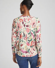 Chico's Clothing Ella V-Neck Floral Pullover Sweater