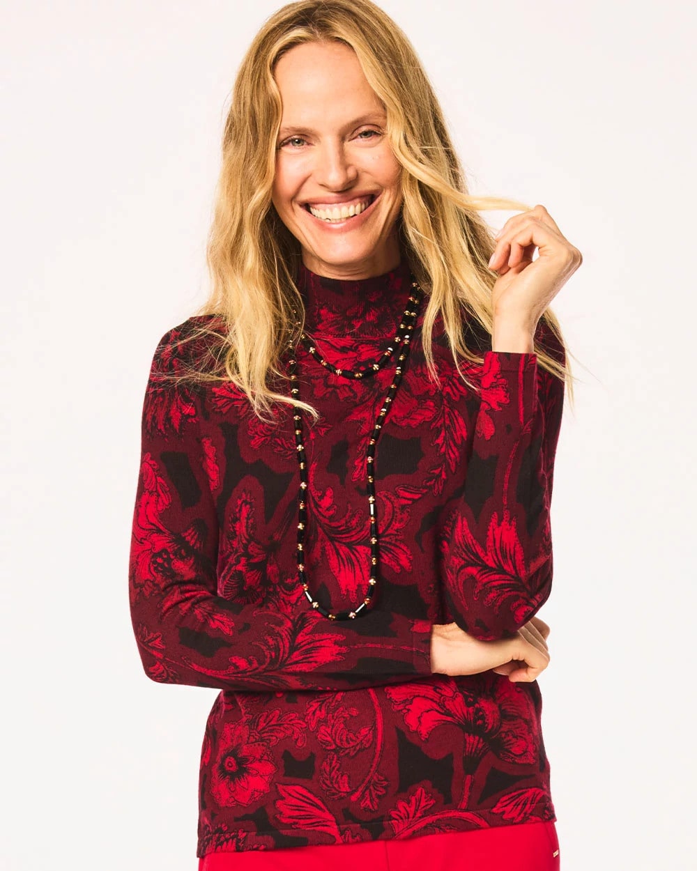 Chico's Clothing Ella Printed Mockneck Sweater