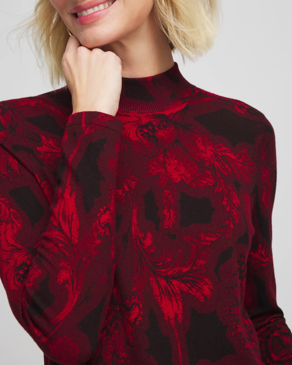 Chico's Clothing Ella Printed Mockneck Sweater