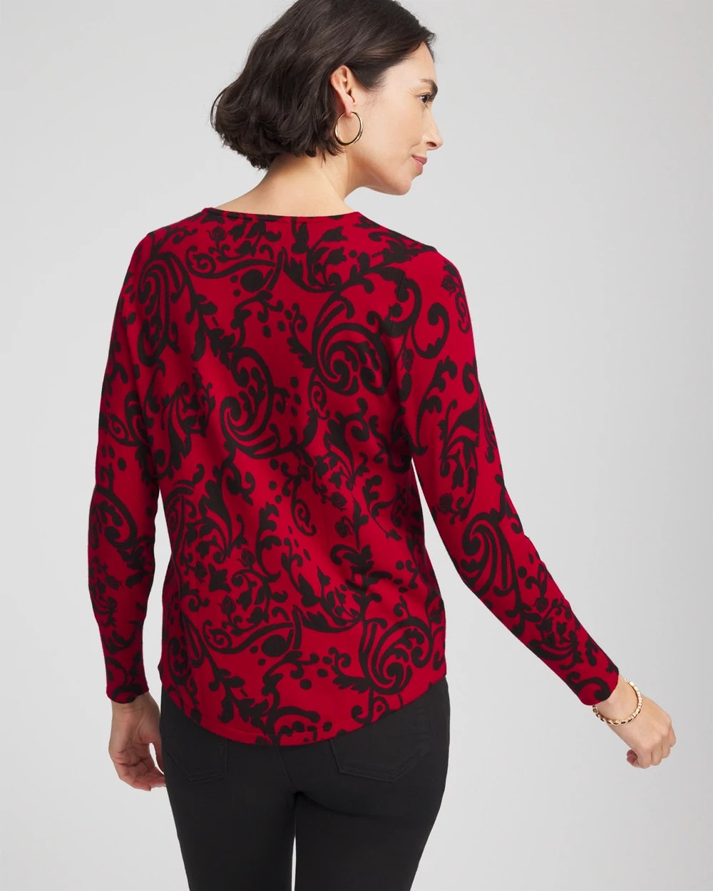 Chico's Clothing Ella Printed V-Neck Sweater