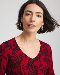 Chico's Clothing Ella Printed V-Neck Sweater