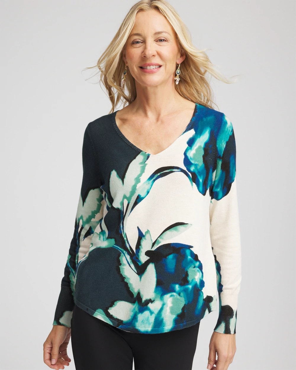 Chico's Clothing Ella Glacier V-Neck Pullover