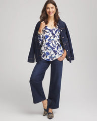 Chico's Clothing Ella V-Neck Blue-Petals Pullover Sweater