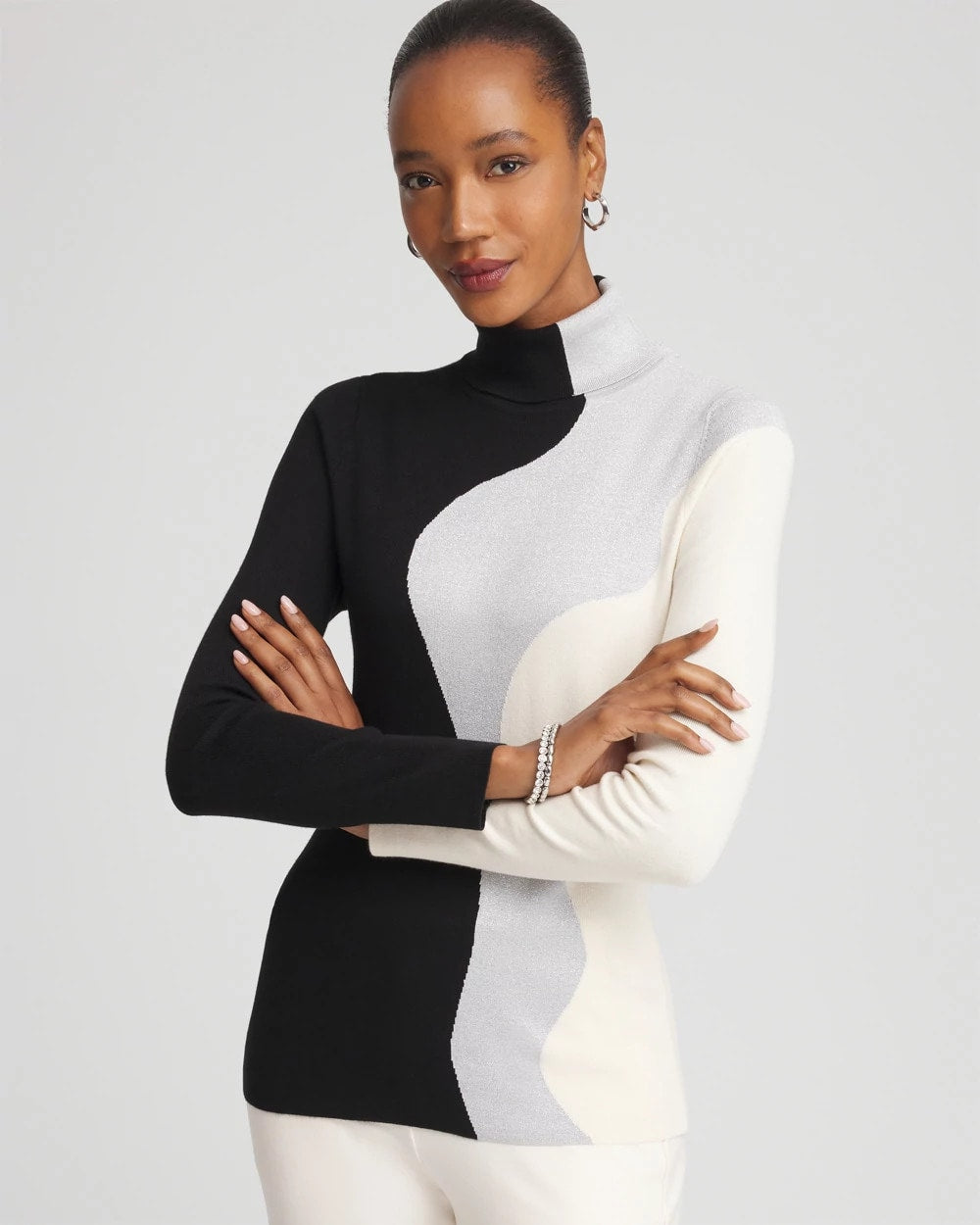 Chico's Clothing Ella Turtleneck Intarsia Sweater