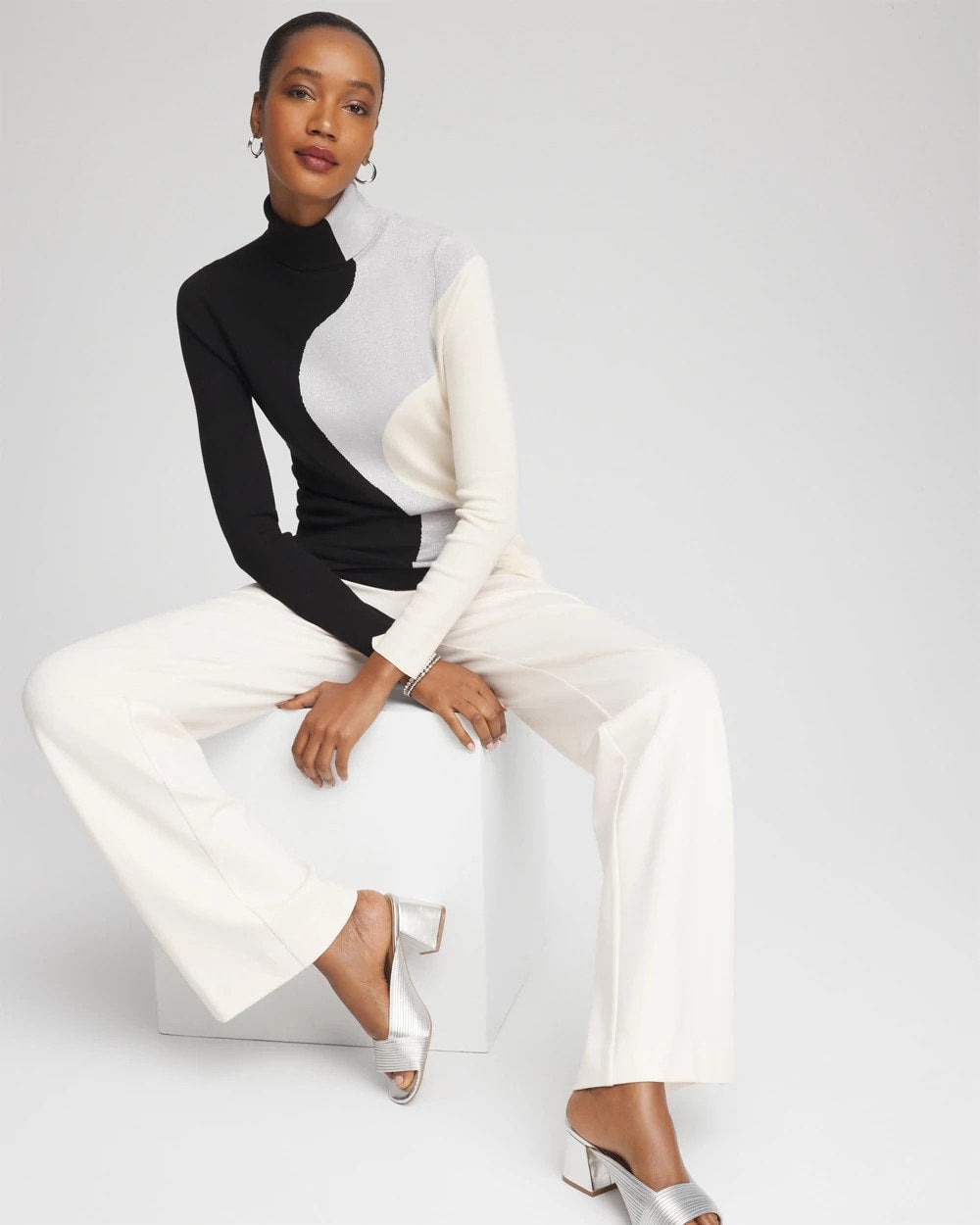 Chico's Clothing Ella Turtleneck Intarsia Sweater