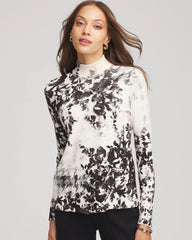 Chico's Clothing Ella Houndstooth Mockneck Sweater