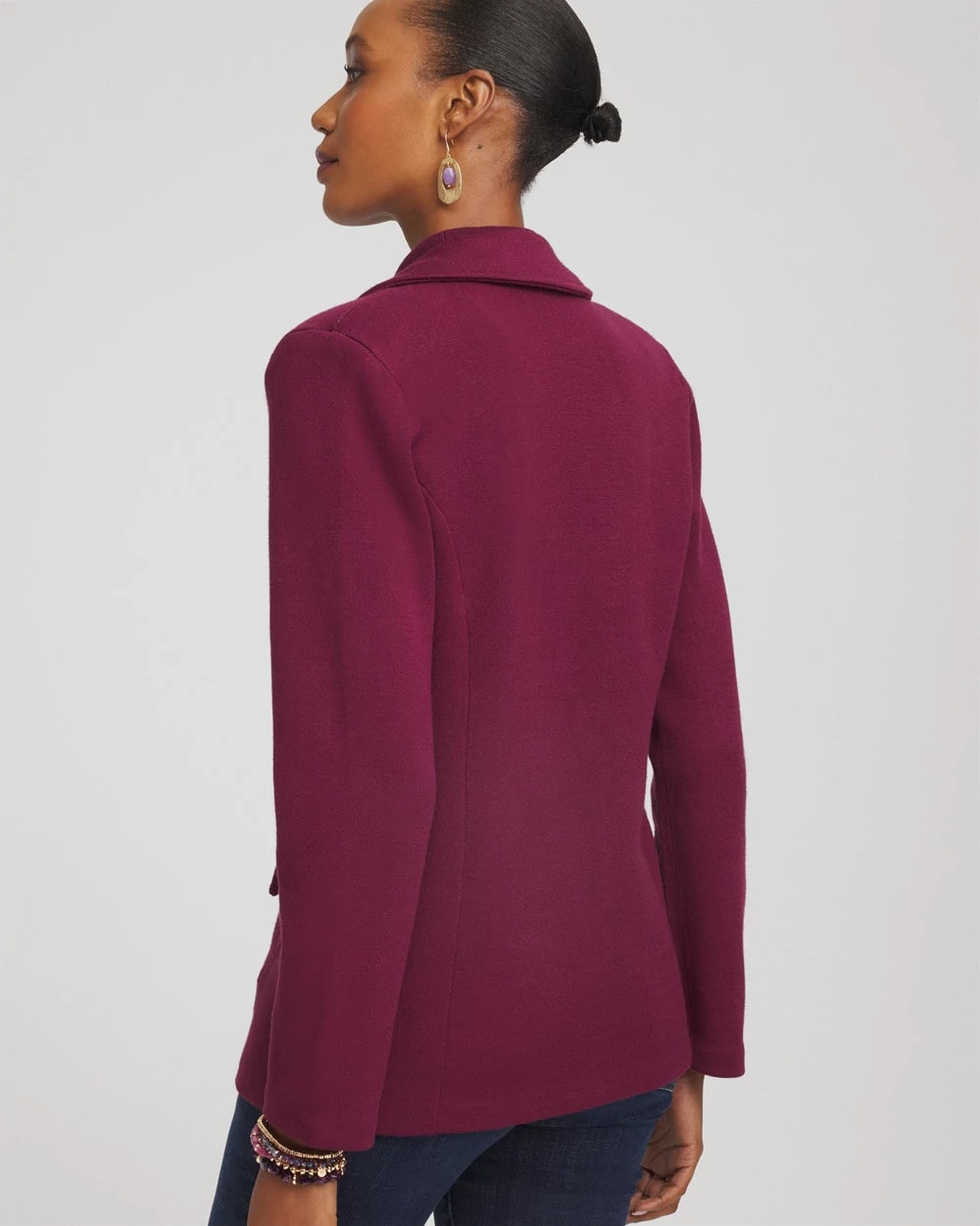 Chico's Clothing Single-Breasted Sweater Blazer