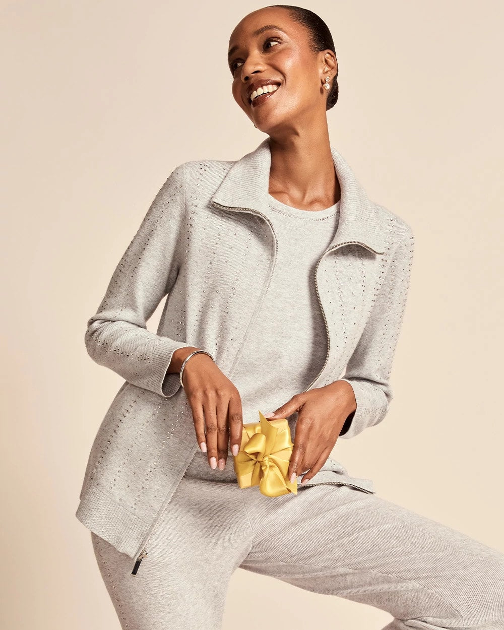 Chico's Clothing Zenergy® Luxe Diamante Zip Cardigan
