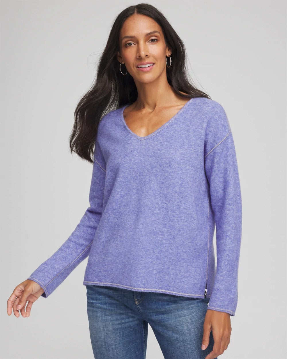 Chico's Clothing Contrast Stitch Detail Pullover