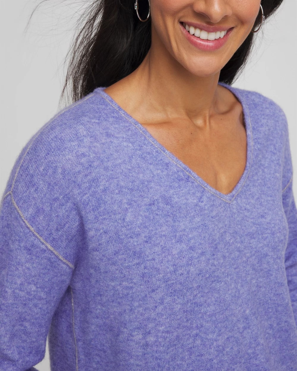 Chico's Clothing Contrast Stitch Detail Pullover