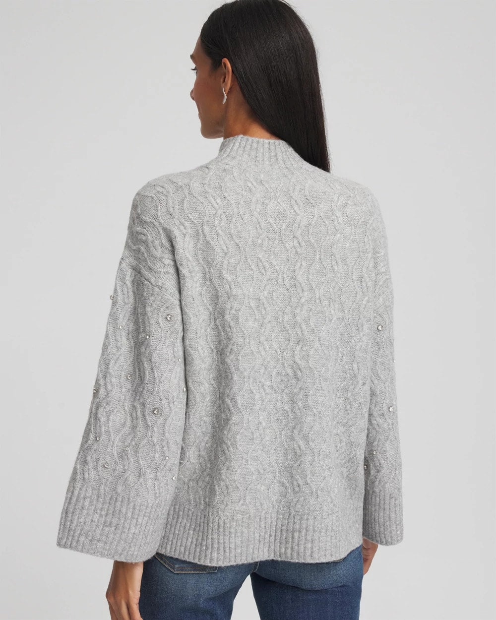 Chico's Clothing Sequined Cable Knit Sweater