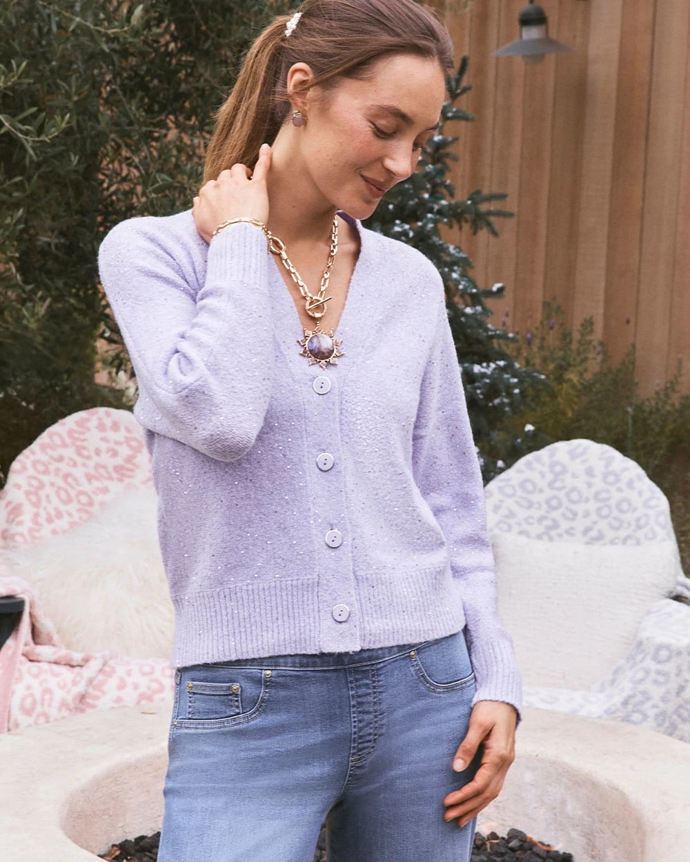 Chico's Clothing Shine Boyfriend Cardigan