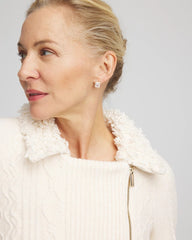 Chico's Clothing Fur Trim Moto Cardigan