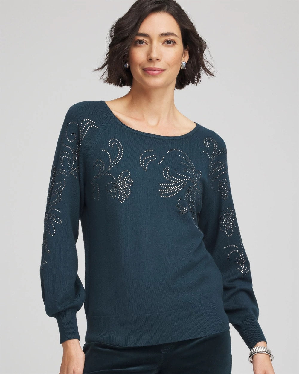Chico's Clothing Heatset Embroidered Pullover