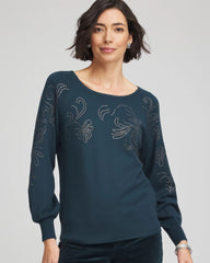 Chico's Clothing Heatset Embroidered Pullover