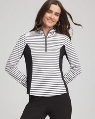 Chico's Clothing Zenergy® UPF Striped Block Half Zip