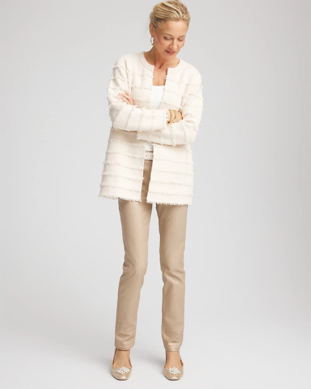 Chico's Clothing Fringe Ottoman Knit Cardigan